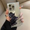 Transparent Square Back Tube Case Casing Protection For iPhone 15 Plus 11 14 Pro Max 16 ProMax 13 12 Anti-Oxygen,Black Lotus Pattern