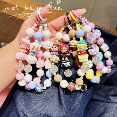 Hand-painted Beaded Cartoon Doll Mobile Phone Chain Mobile Phone Pendant Back Clip Blind Box Key Chain Pendant