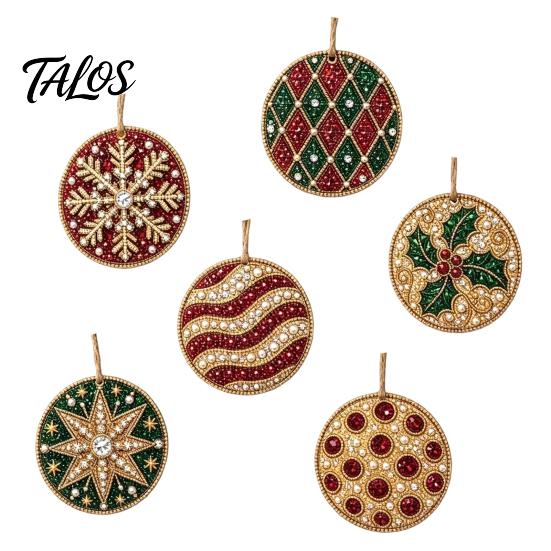 Craft Kits for Family Night 6Pcs/Set Christmas Ornaments DIY Faux Pearl Art Kit, Hanging Decorations Kit Personalized Tree with Round Charms