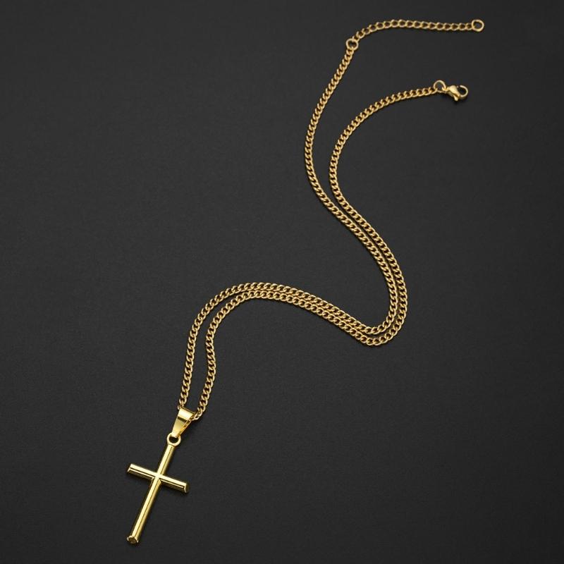 Elegant Crosses Necklace Charm Sturdy Alloy Pendant Comfort Fits with Adjustable Length Chain for Everyday Wear