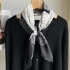 Black And White Rose Silk Large Square Scarf Xiaoxiang Style Camellia Silk Scarf Women'S Spring, Autumn And Winter Mulberry Silk Scarf Shawl