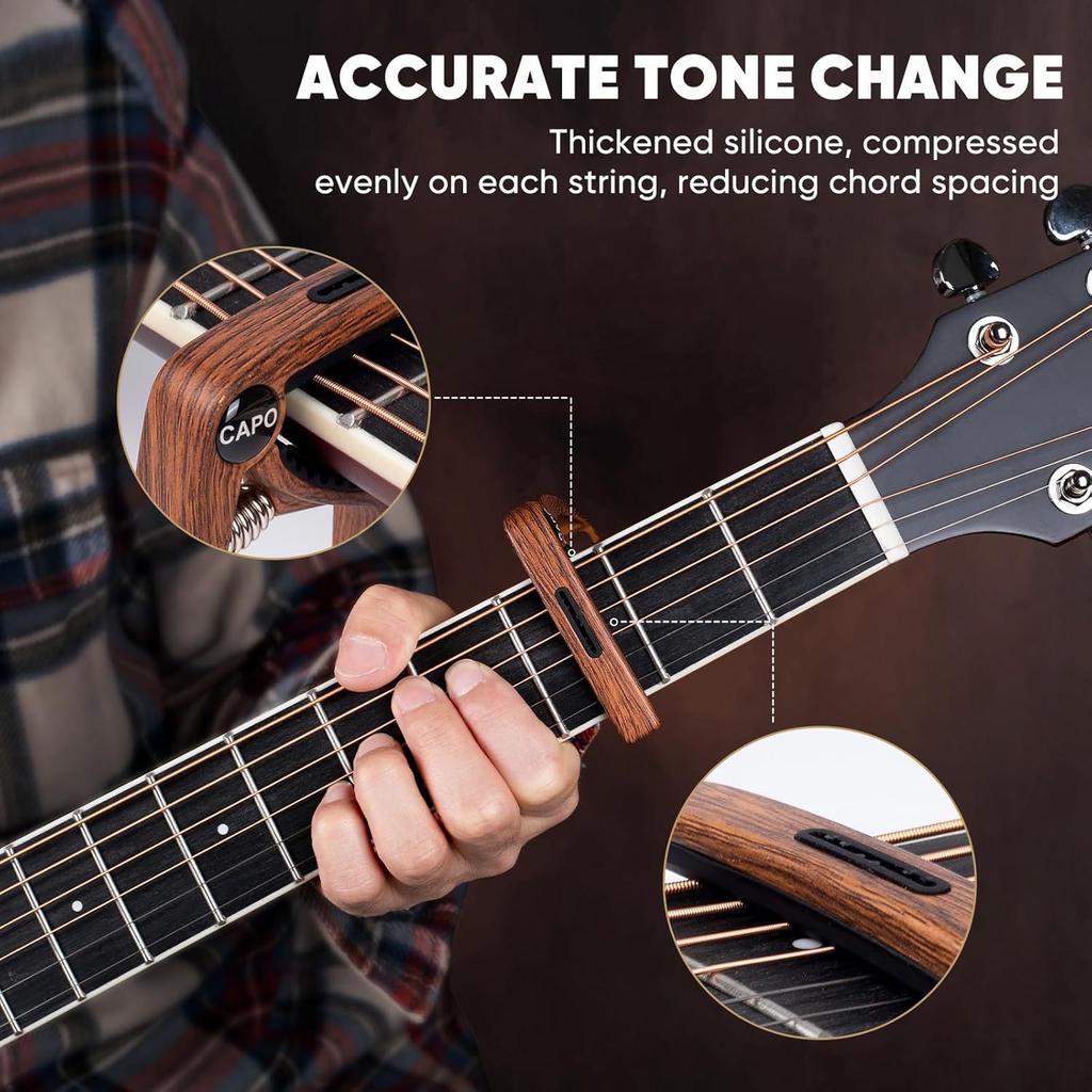 3-in-1 Guitar Capo Tuner Transposition Clamp Metal Electric Guitar Capo