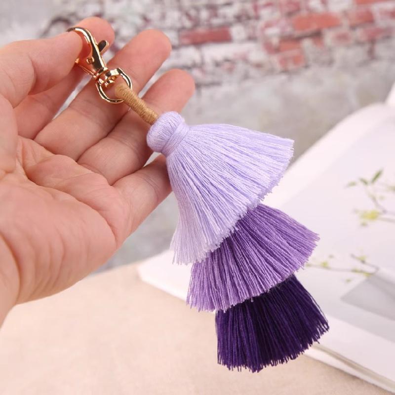 Three-Layer Cotton Thread Fringed Bag Pendant Ethnic Style Keychain Bohemian Style 3-Layer Ear Pendant Bag Parts & Accessories