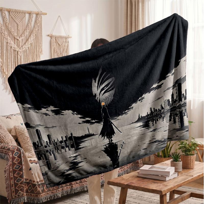 Warm Flannel BlanketBleach Anime Soft Cozy Throw Blanket for Bedroom Couch