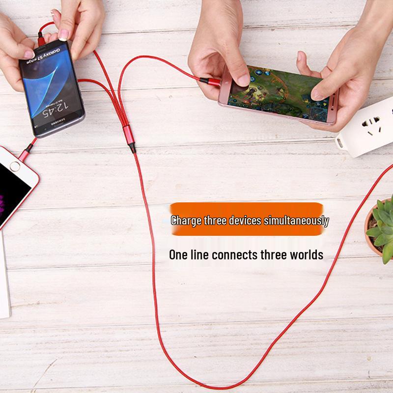 Metal Nylon Braided 3-in-1 USB Fast Charging Cable for Android & Type-C Devices