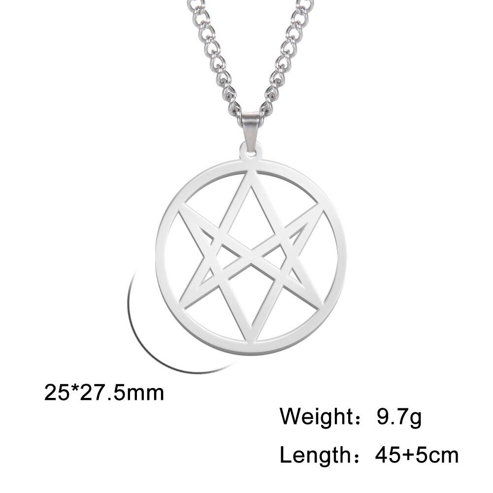 Vintage Thelema Unicursal Hexagramm Symbol Anhänger Halskette Edelstahl Emblem Amulett Talisman Crowley Zeichen Schmuck