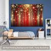 2D Flat Red Gold Streamer & Star Backdrop, Shiny New Year Party Photo Background Cloth