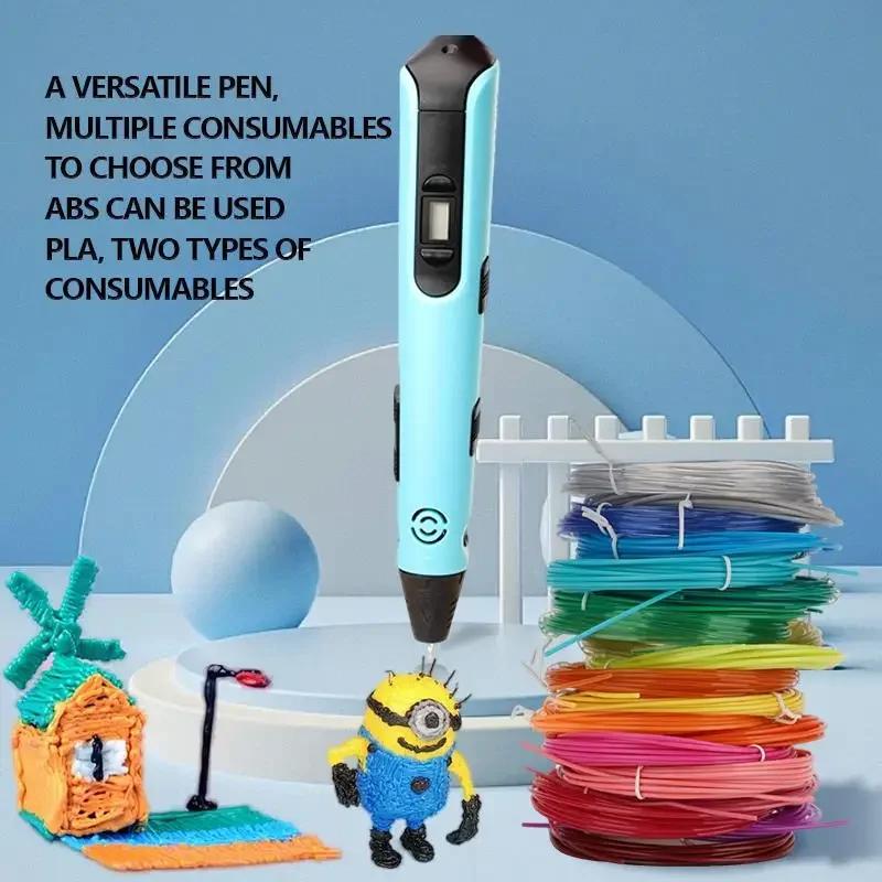 New 3D Printing Pen Lcd Display Screen 1.75Mm ABS PLA 0.7Mm Diameter Material Kids Diy Drawing Pens Christmas Birthday Gifts