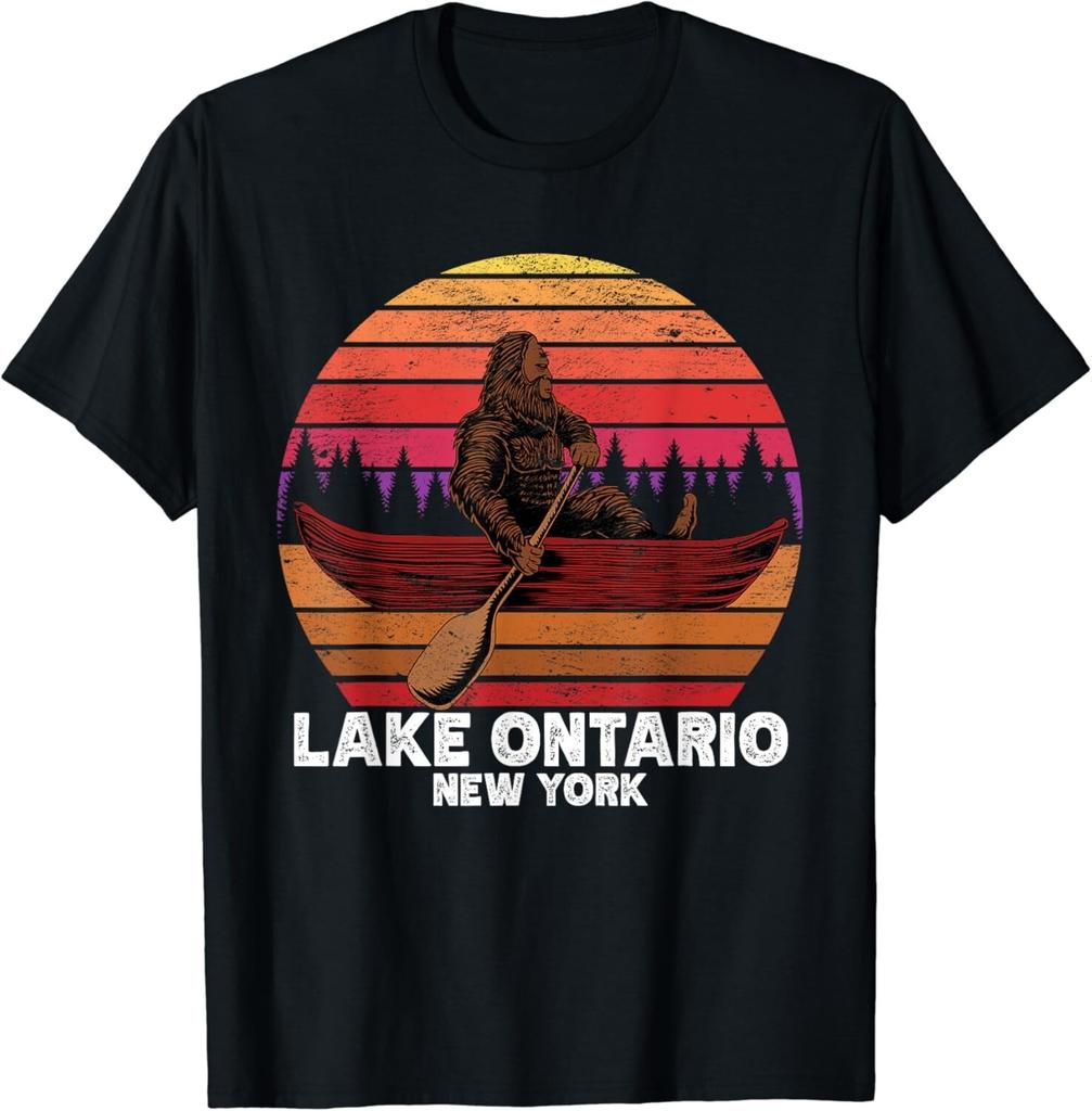 Bigfoot fishing lake canoeing Lake Ontario Gift Unisex T-Shirt Mens Womens Tees Top