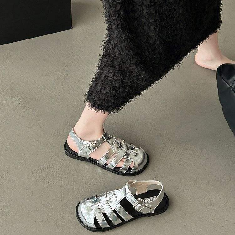 Women's Retro Woven French Flat Roman Sandals - Soft Sole Clogs for Casual Summer Beachwear 2025.