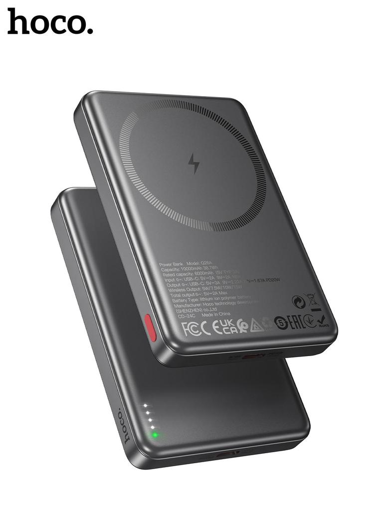 Hoco Q26A 10000mAh 15W Magnetic Wireless Power Bank with PD20W output Fast Charging, Compatible with MagSafe