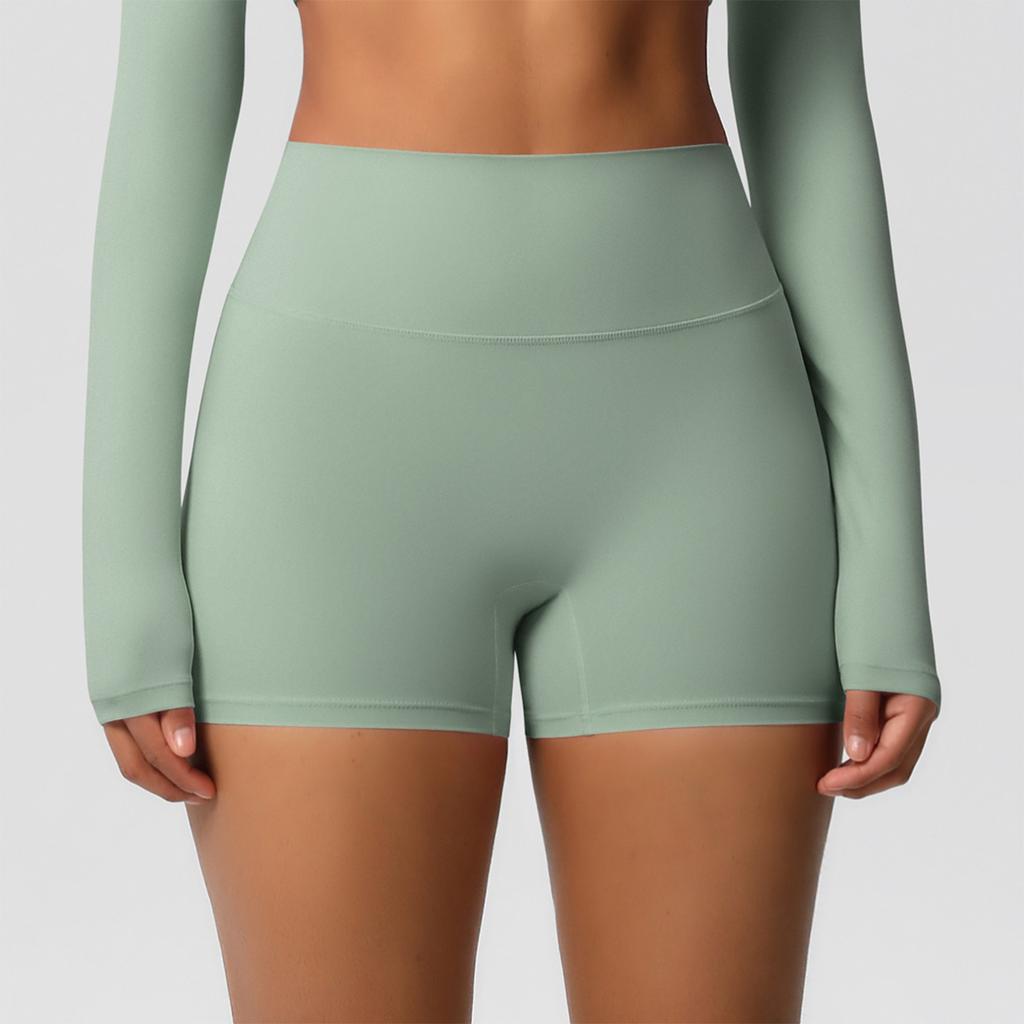 Women's Fashion Color High Waist Tight Hip Lifting Yoga Shorts Running Fitness Three Part Pants