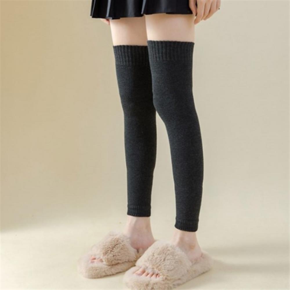 New Arrivals Open Run Women Warm Rib Leg Warmers Solid Long Knit Leggings