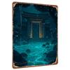Chinese Ancient Gate Night Scene Metal Wall Art Zen Landscape GlowintheDark Home Decor