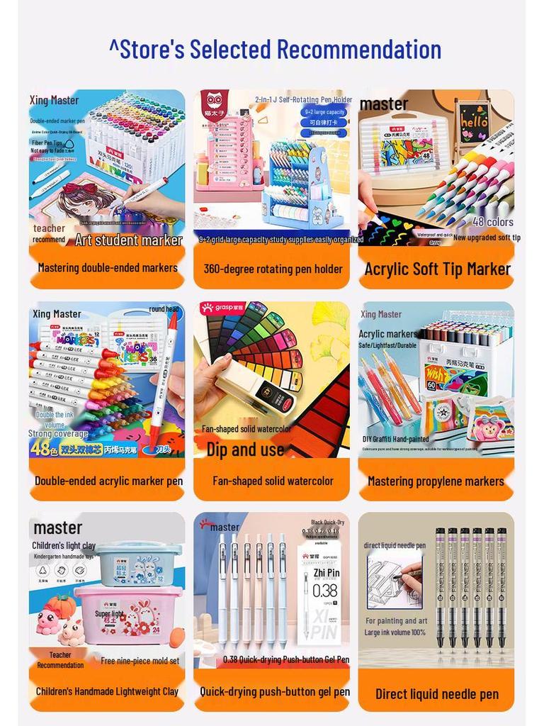 Fan-shaped Solid Watercolors: 24, 36, or 42 Gouache Colors for Students & Beginners