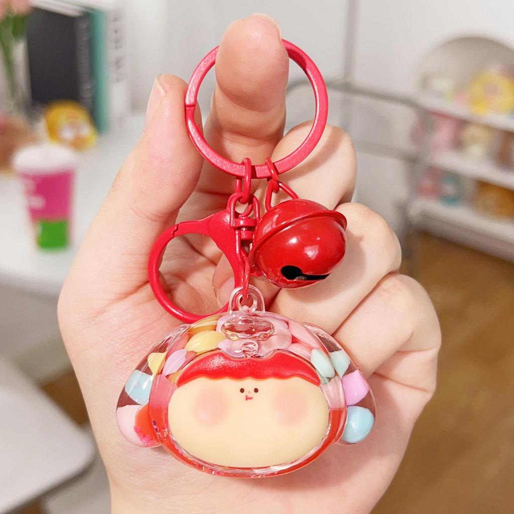 Acrylic Quicksand Lilith Dog Head Keychain - Cute Sparkly Doll Pendant Gift