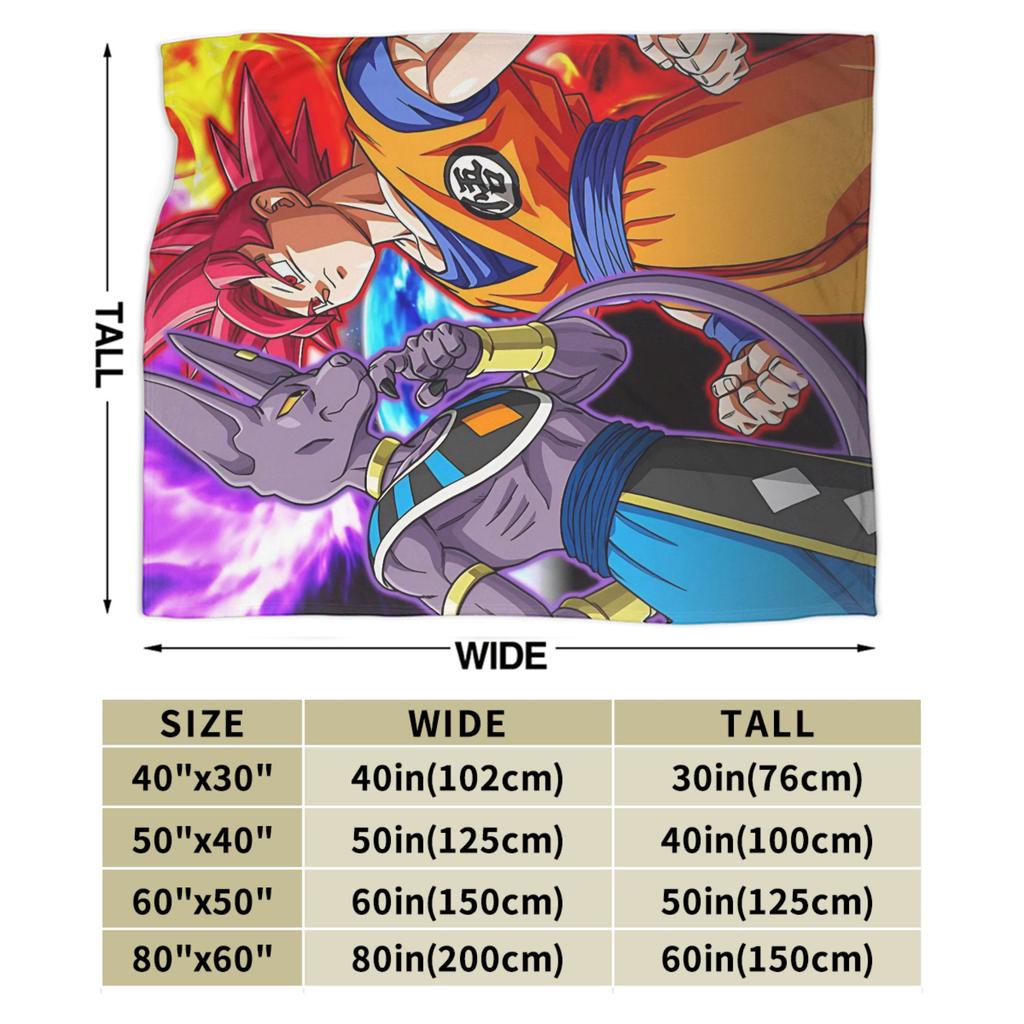 DBZ Super Blanket Velvet Textile Decor Beerus Goku Portable Super Warm Throw Blankets for Bed Bedroom Bedspread
