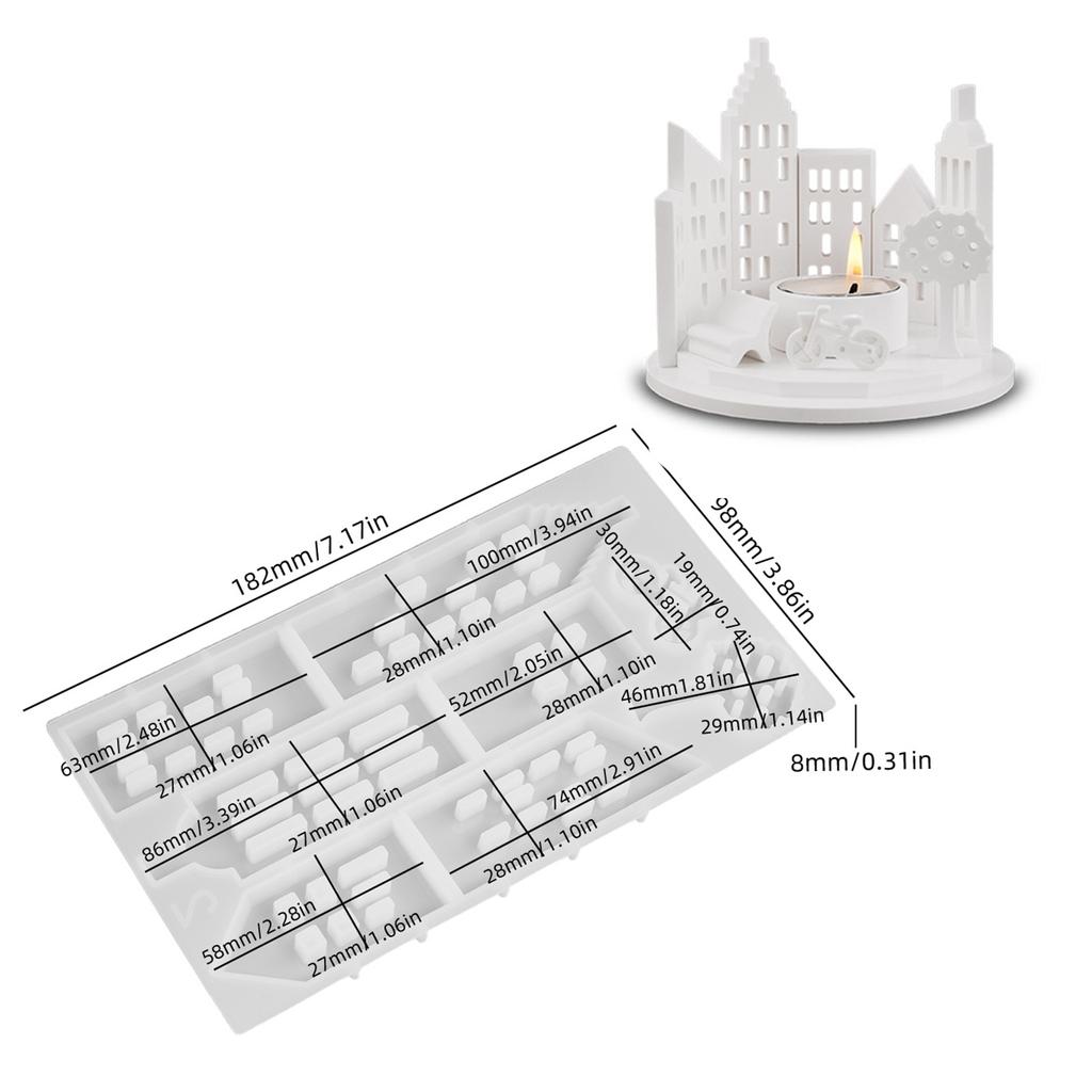 Design dutého domu Svícen na čajovou svíčku Silikonová forma Kutilské ozdoby na zámek Sádra Forma na lití pryskyřice Domácí dekorace Vánoční dárky