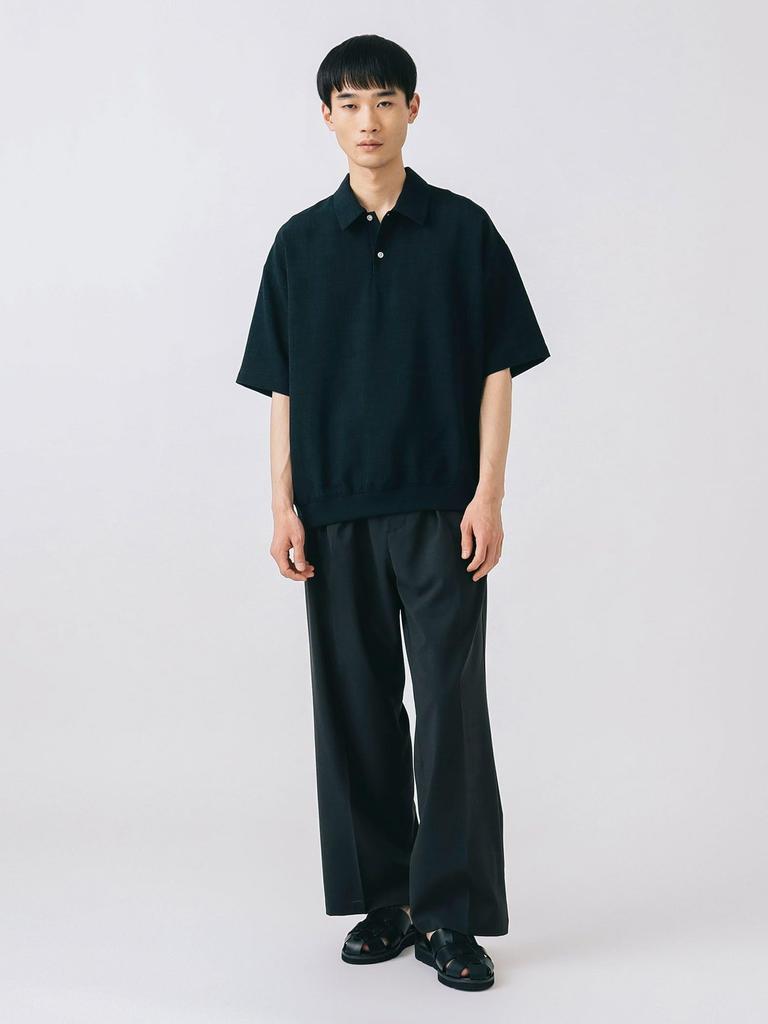 Beams Heart S/S Polo Polymelange Polo Shirt (Moisture-Wicking, Quick-Drying), Men's Navy, Size XL, 42020026639