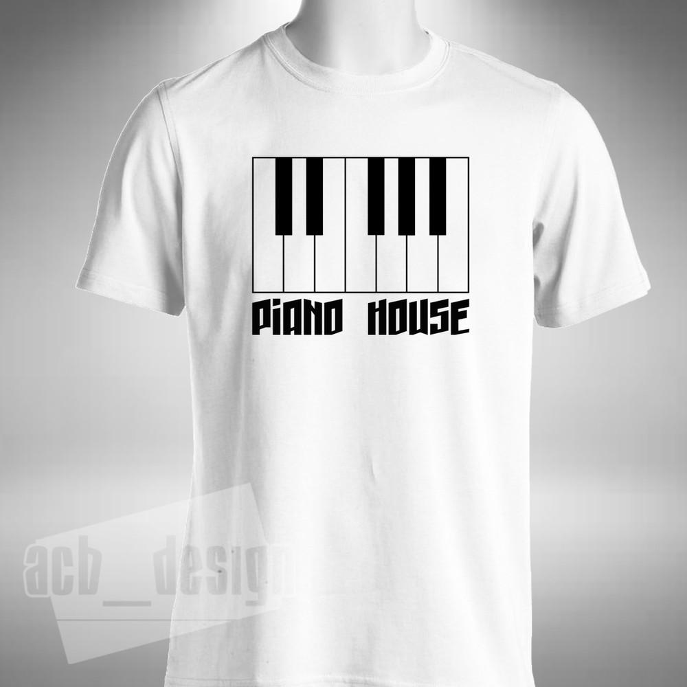 

Piano House T-Shirt Keyboard Pianist Organ Rave Old Skool Music Retro L