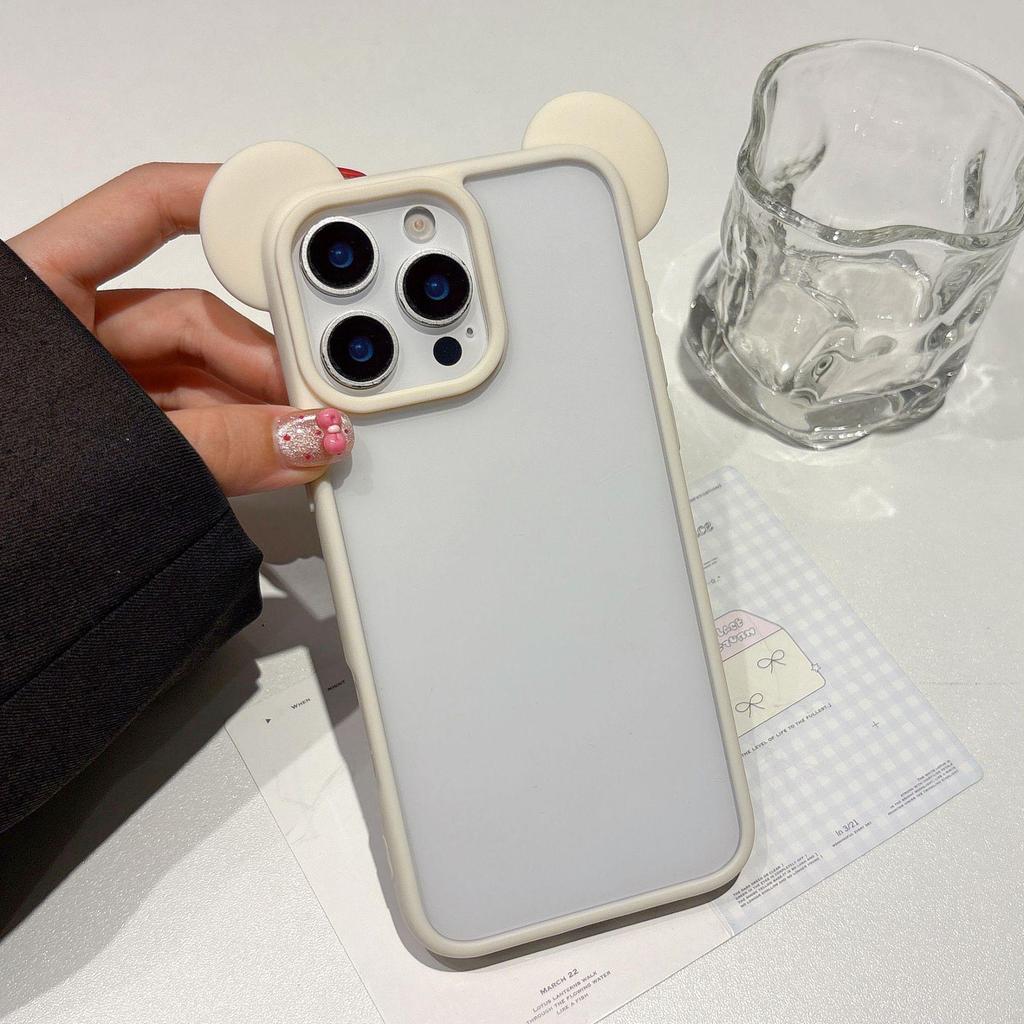 Roztomilý dívčí kryt na telefon s uchy Mickey Mouse pro Apple iPhone 12-17, Kompatibilní s 15 Pro Max