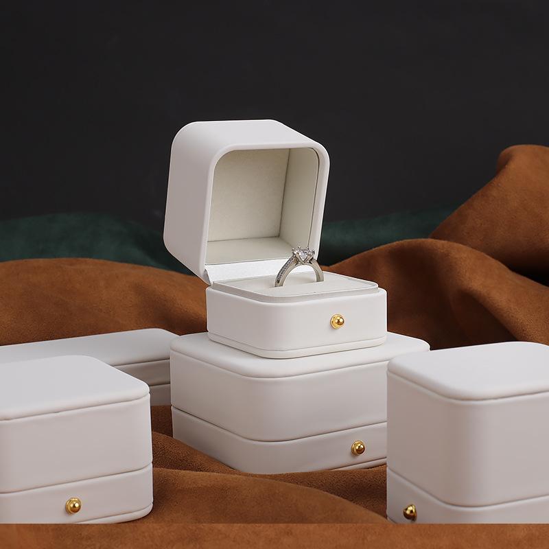 White PU Leather Jewelry Box for Rings Earrings Necklaces Bracelets Storage Organizer
