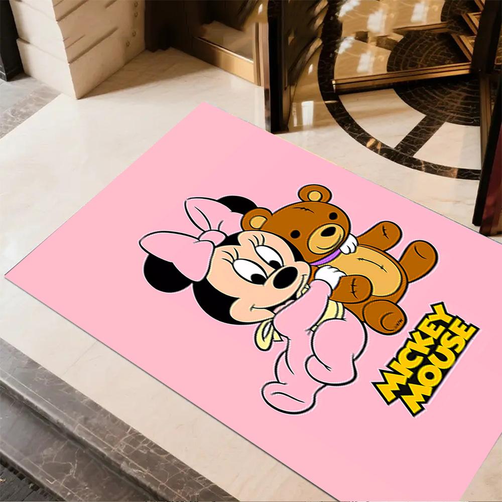 Minnie Mouse Floral Fantasy Area Rug Suitable for Dormitory Playrooms Dining Room Kitchen Antislip Carpet Office home decor Gift for Festivals