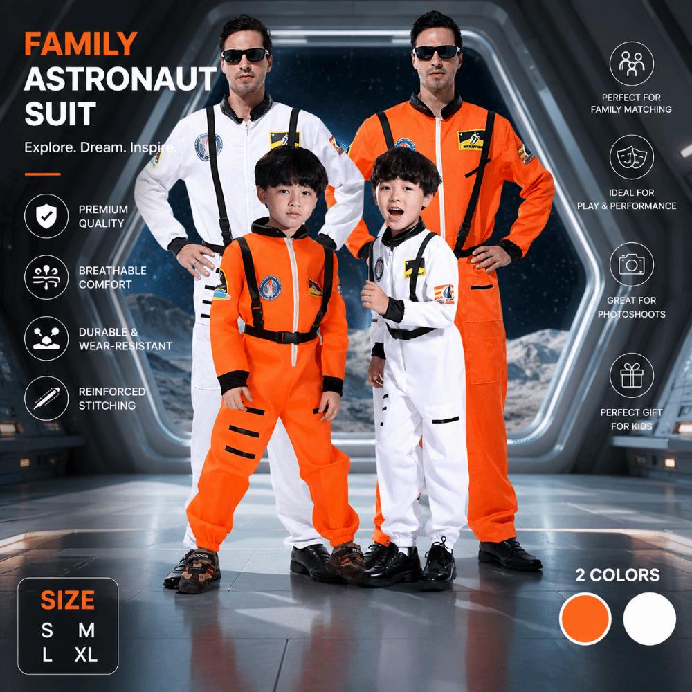 Zip Closure Spaceman Jumpsuit Dress Up Spacesuit Outfit Astronaut Costume Bodysuit Kids Adults