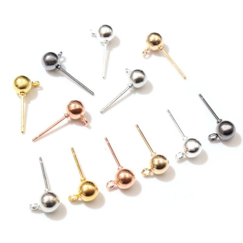 50 Stück/Los 3/4/5mm 6 Farben Pin-Funde Ohrstecker Basis-Pins Stopper Verbinder Für DIY Schmuckherstellung Zubehör Zubehör