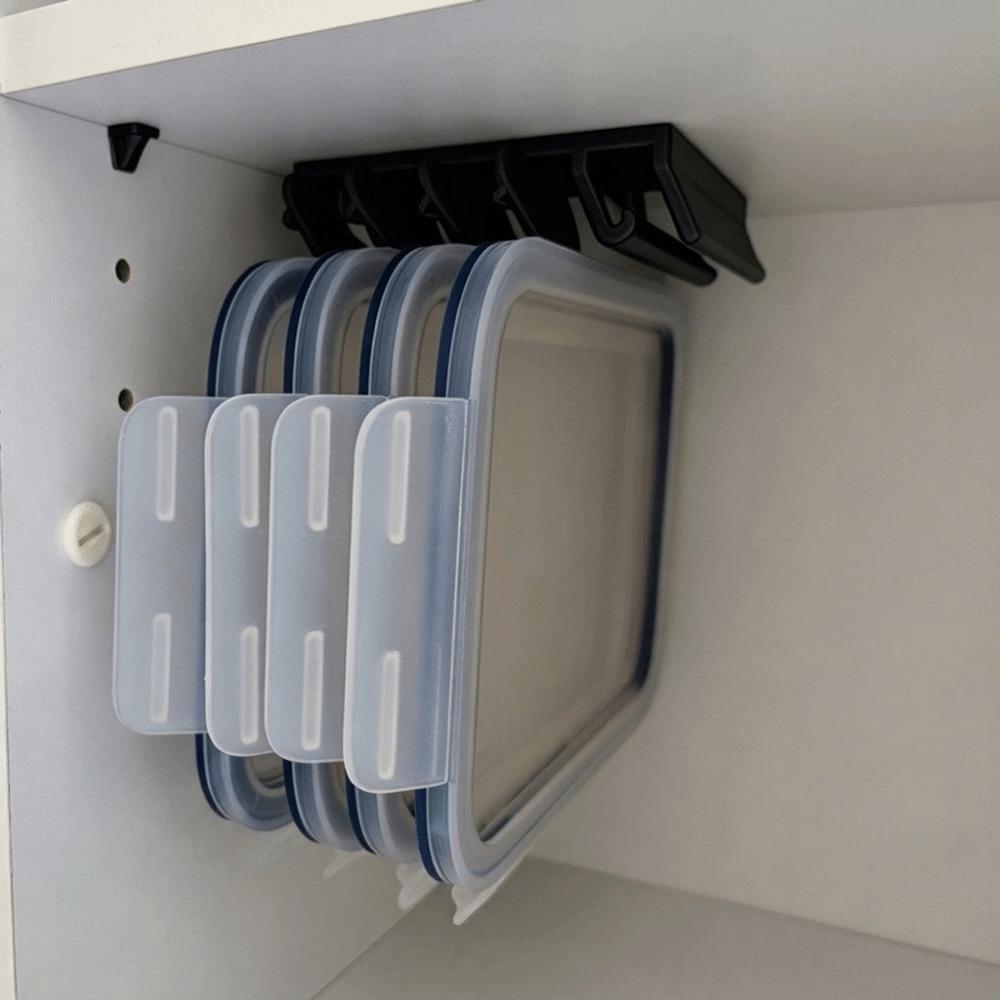 3D Printing Crisper Lid Storage Rack Wall Mounted Space Saving Box Lid Storage Rack with 5-slot Partition Mold Resistant