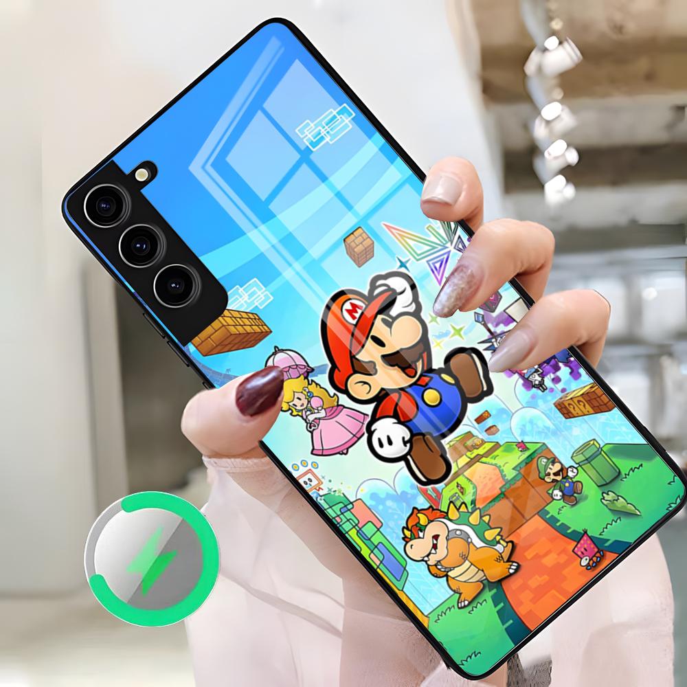 Custodia per Telefono Super Marios Bros Per Samsung S26 Ultra S25 Edge S23 S22 S21 S20 Ultra Plus S24 Fe A25 Copertura Magnetica in Vetro