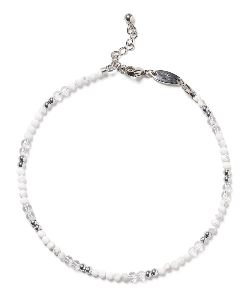 Polalita Mini White Silver Crystal Anklet (Plt-Ak-004_Be)