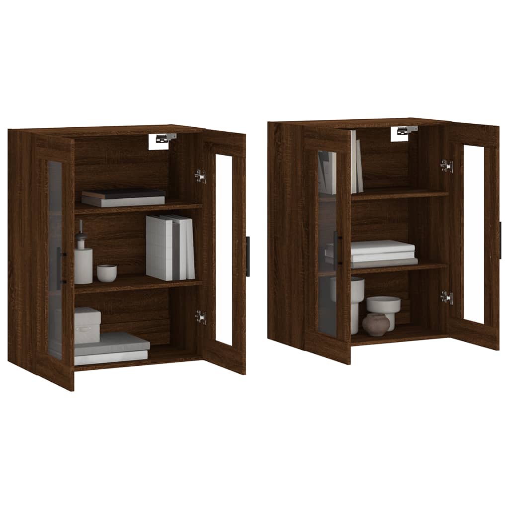 Wall Cabinets 2 Pcs Brown Oak Effect Particleboard