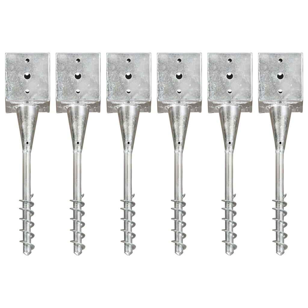 Erdschrauben Set 6 Stk. Silber 12*12*56 cm Verzinkter Stahl