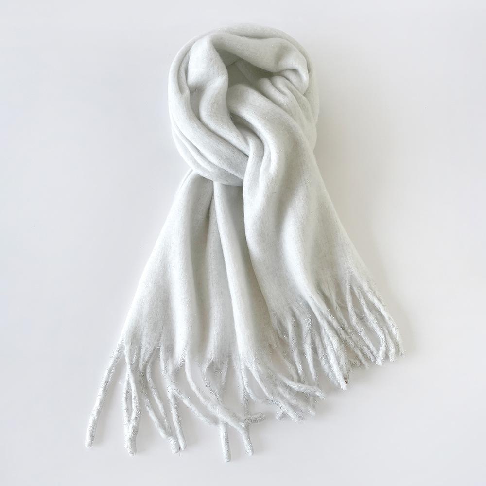 Thickened warm simple solid color mohair scarf large shawl women's plain scarf