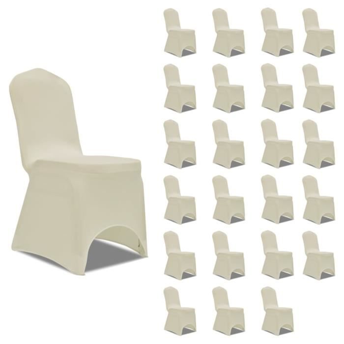 Housses de chaise - vidaXL - Crème - 24 pcs - Lavable à 40 °C - Élastique et déhoussable