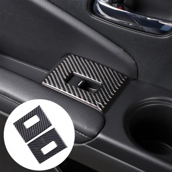 2pcs Carbon Fiber Window Lift Button Trim Frame For Honda Pilot 2016-