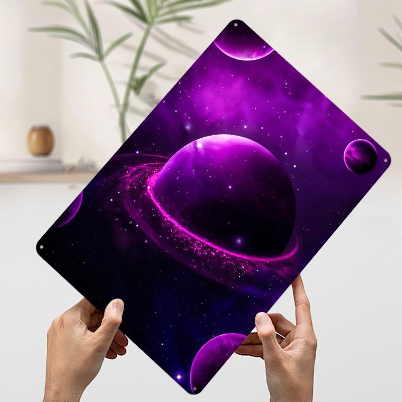 Purple Planets in Space Poster Customized Wall Art Vintage Metal Signs Retro Tin Plaque for Man Cave Setup Decorations Wand Deko 7.9x11.8In(20x30cm)