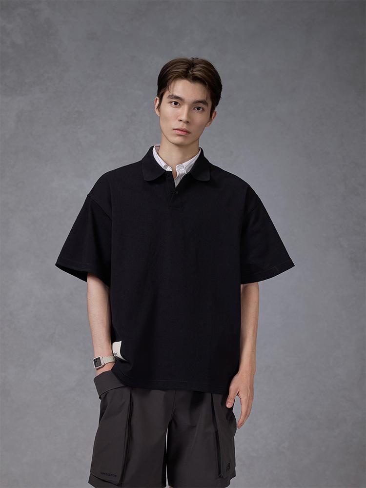 Men's New Balance T-Shirts Men's Black Lapel Moderate Straight Fit