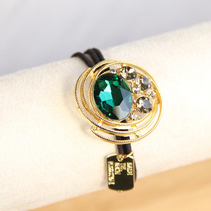 Vintage Elegant Crystal Hollow Metal Hair Rope Scrunchies Women Girls Elastic Tie Hair Rubber Bands Holder Accessories Headdress