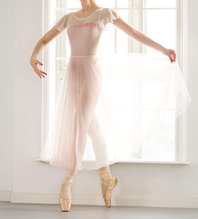 ProDance Blue and Pink Velvet Ballet Leotard with Ruffled Sleeves Women's (PLT012L, XXL, Pink)