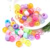 "100 Pcs Large Hole Transparent Frosted Barrel Beads - Colored Onion Powder Plastic Pony Beads for Dreadlocks and Wigs"
