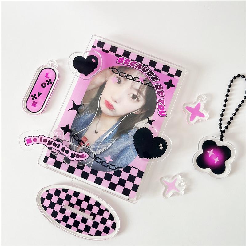 3 Inch Acrylic Photo Frame Idol Postcards Display Photo Cards Decoration Card Holder Fashion Chain Stand Card Protective Case