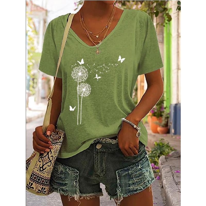JPNTKY Women's Fashion Casual V-Neck Short Sleeve  Blouses & Shirts
