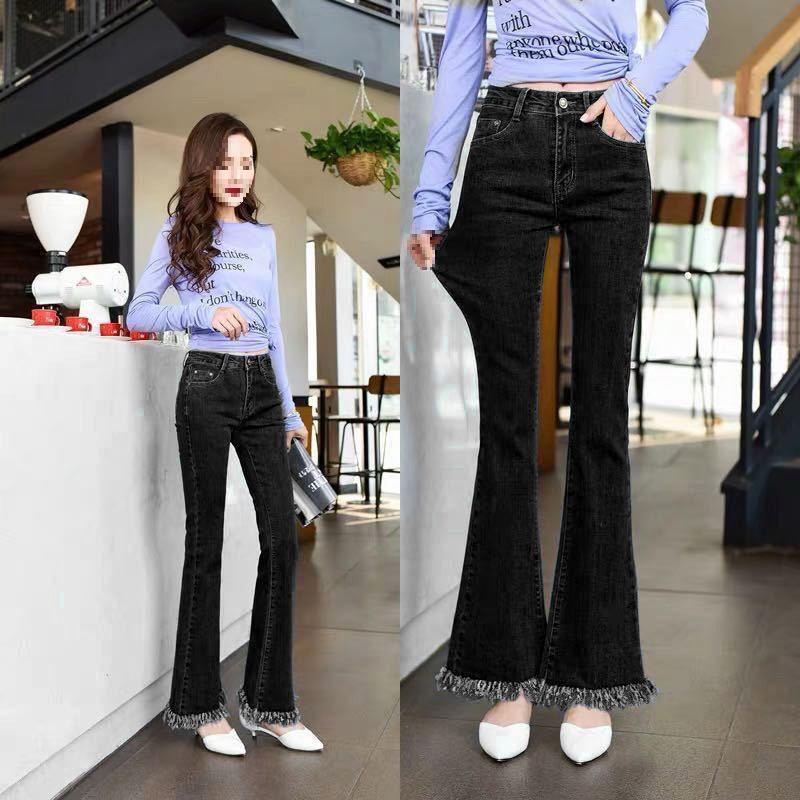 Women's High Waist Korean Style Petite Flared Jeans - Trendy, Versatile Wide Leg Pants