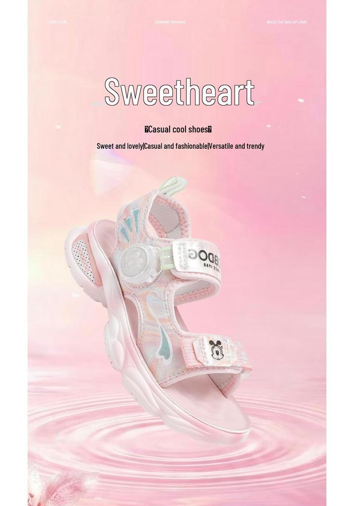 Bobodou Girls' Sport Sandals: Rotating Button Beach Shoes for Kids