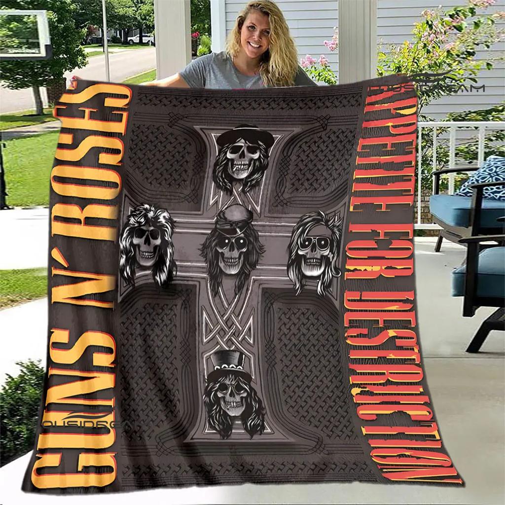 Guns n'roses band retro print blanket Flannel Soft Comfort Blanket Home Travel Blanket Kids Warm Blanket birthday gift
