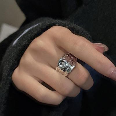 Customizable Irregular Wide Band Ring for Women - Fashionable Concave-Convex Adjustable Hip Hop Index Finger Ring