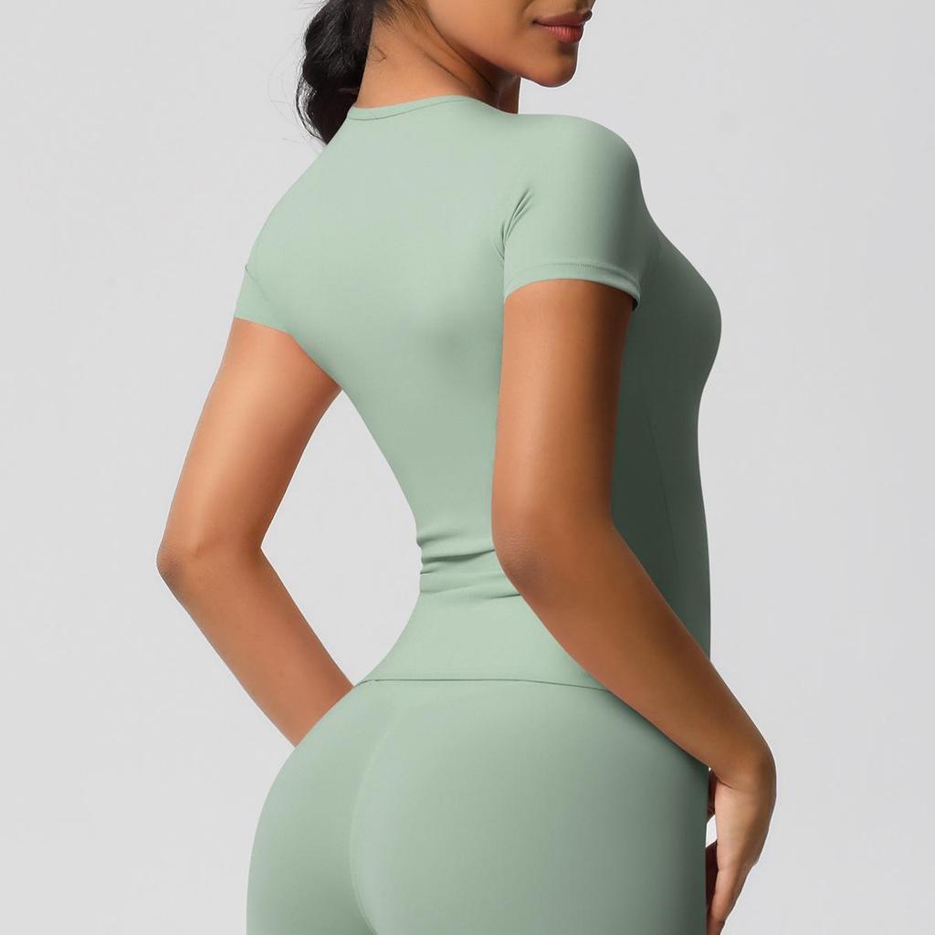 Damen Sport-T-Shirt mit doppelseitig gebürsteter Innenseite zum Laufen und für Yoga