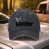 Condor Vintage Washed Baseball Cap  Adjustable Hook  Loop Unisex Hat for Unisex Women Weddings Festivals Sports Travel